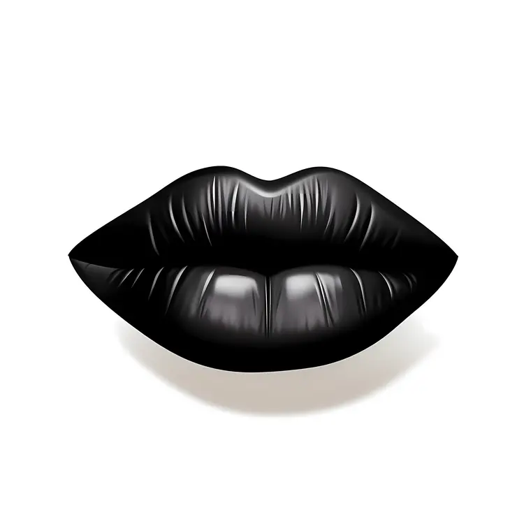 Glossy Black Lips Illustration