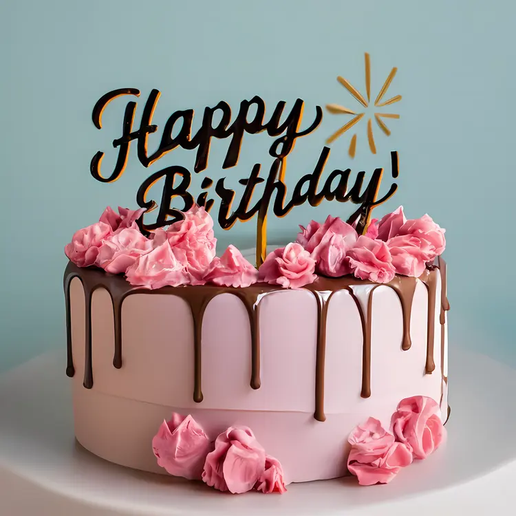 Happy Birthday with Rose Cake
