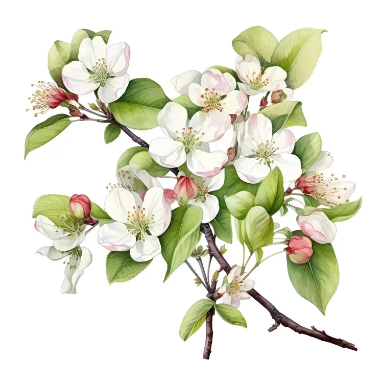 Apple Blossoms on Branch