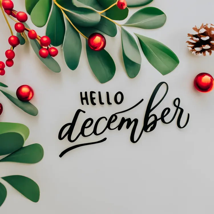 Hello December with Greenery and Berries