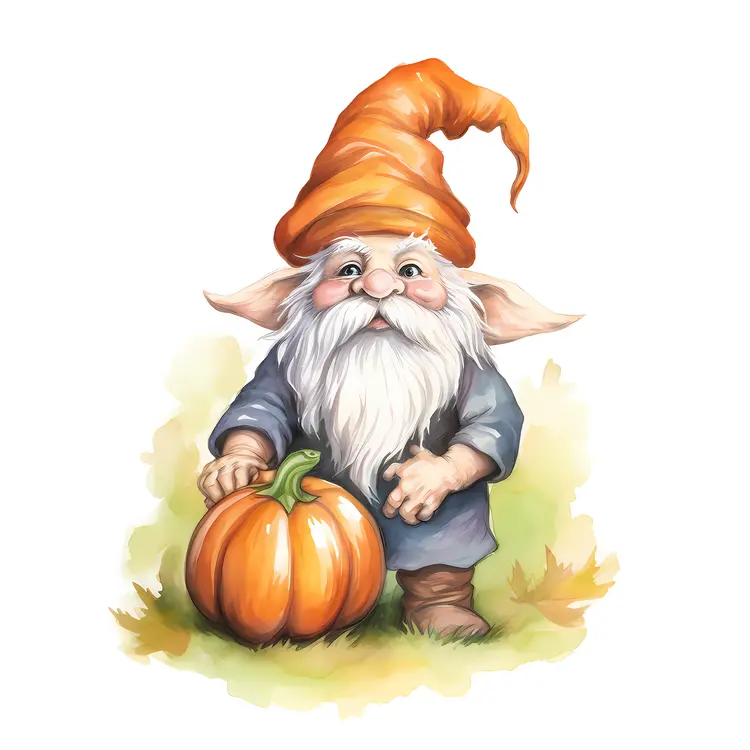 Cute Gnome with Pumpkin for Halloween