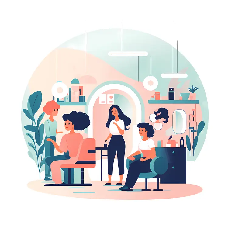 Busy Hair Salon Scene