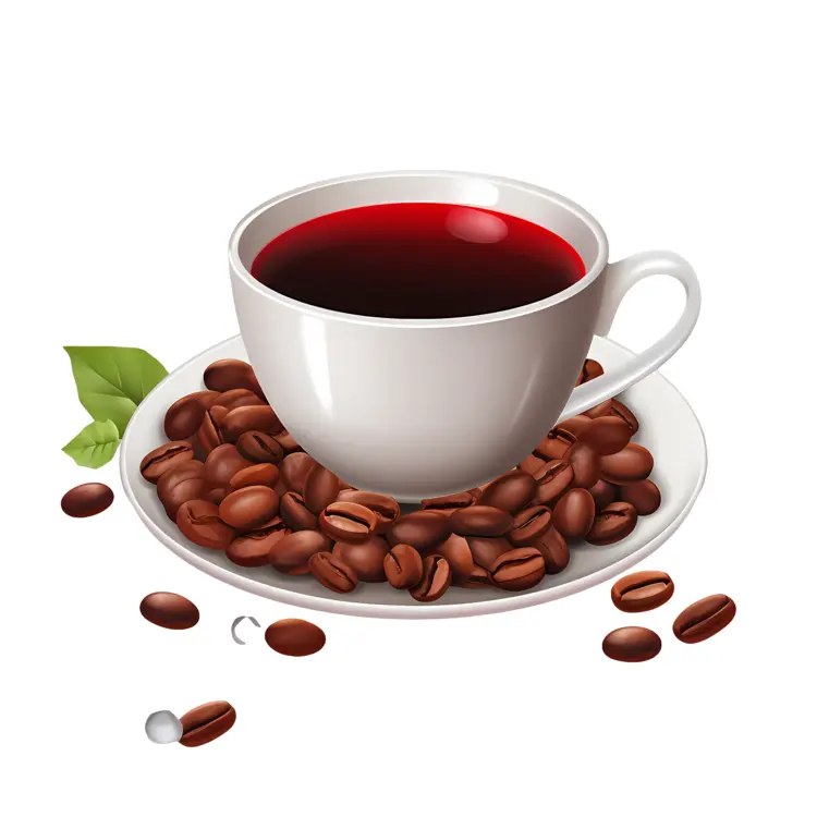 Coffee cup with beans on saucer
