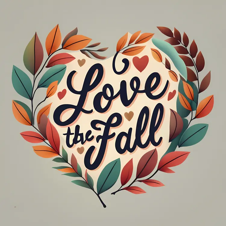 Love the Fall Typography with Autumn Leaves