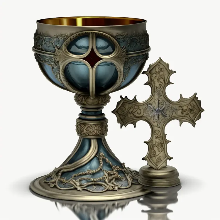 Ornate Chalice and Cross for Religious Ceremonies