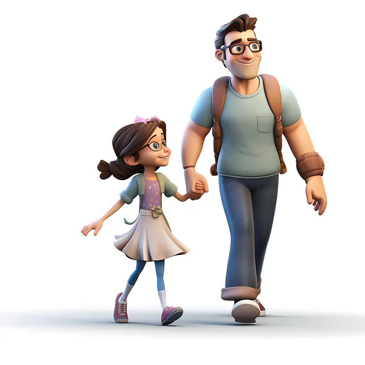 Father and Daughter Walking Together