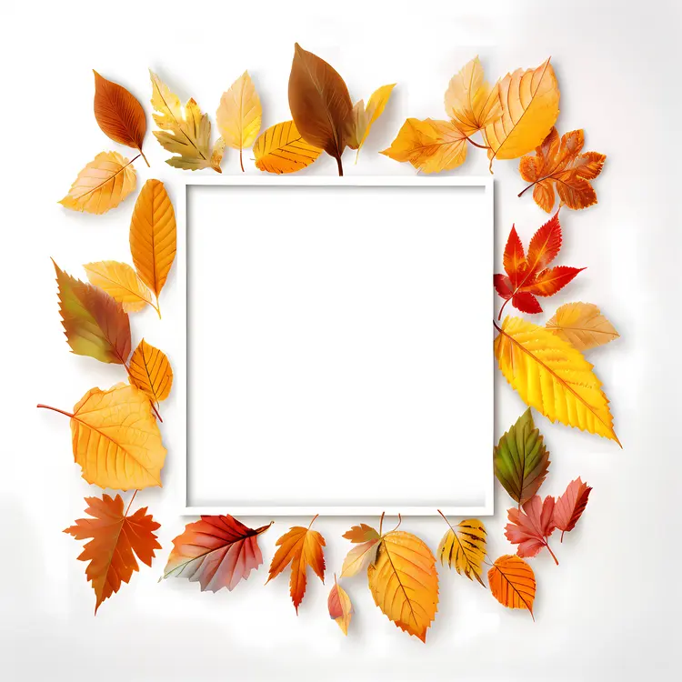 Square Frame with Autumn Leaves
