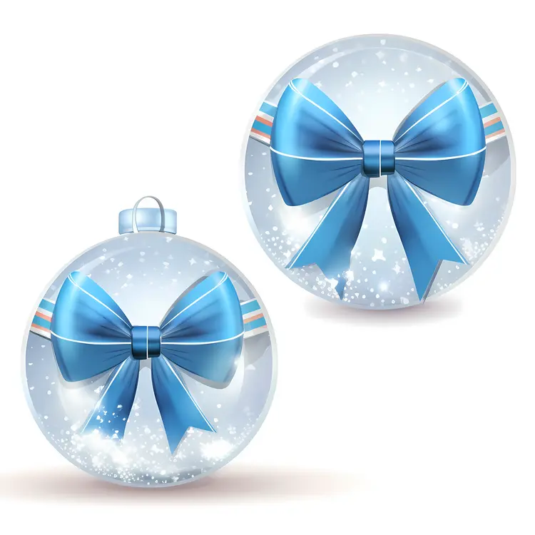 Beautiful Christmas Ornaments with Blue Bows