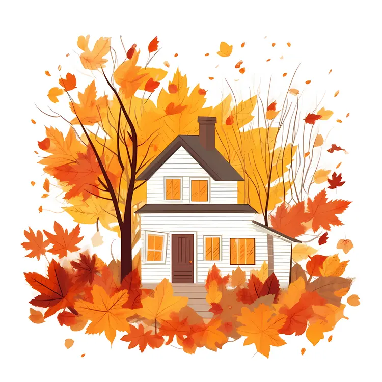 White house with orange leaves