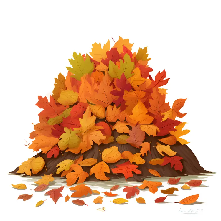 Pile of Colorful Autumn Leaves