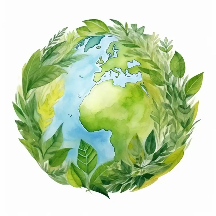 Green Earth Surrounded by Leaves