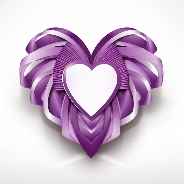 Beautiful Purple Heart Ribbon Decoration for Valentine's Day