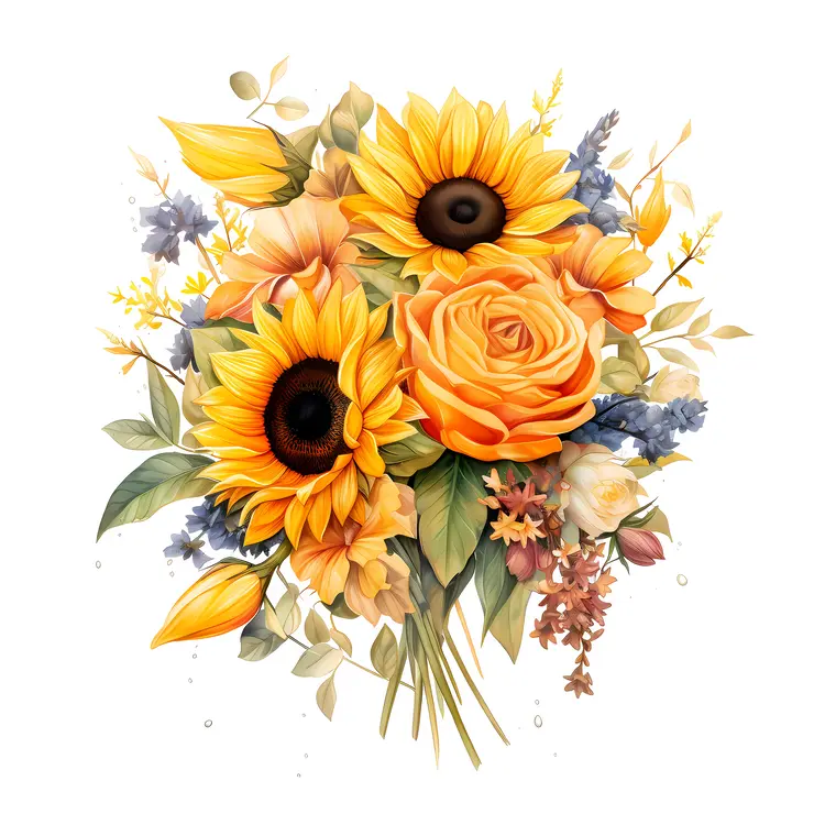 Beautiful Sunflower and Rose Bouquet