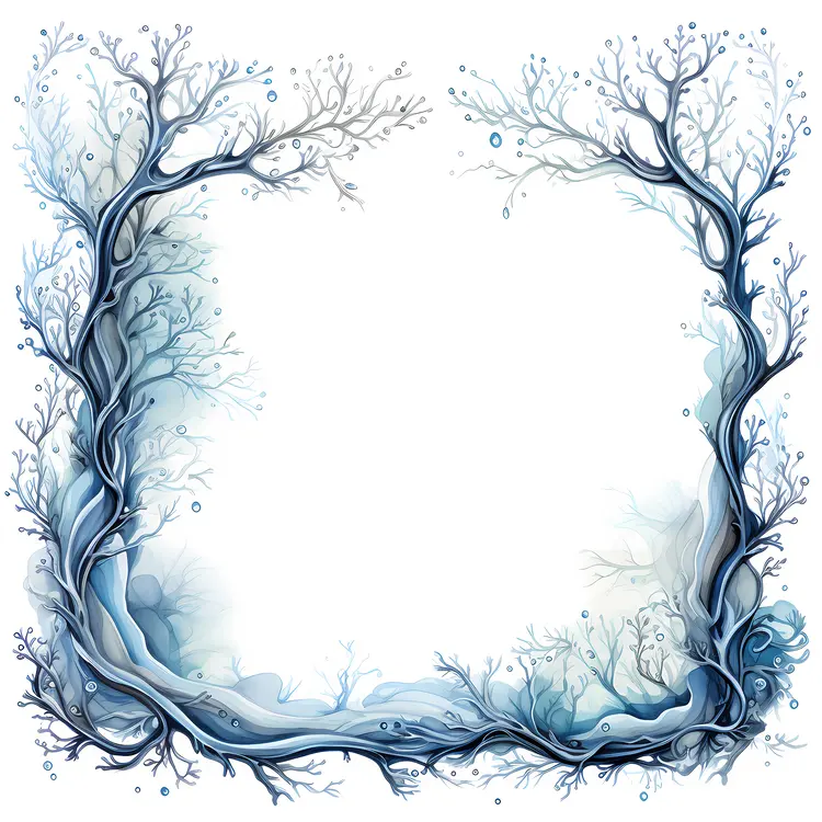 Winter Tree Frame with Snowy Branches