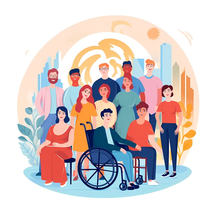 Family and Friends with Wheelchair