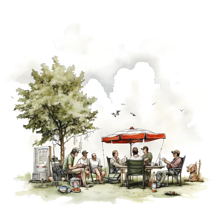 Family Picnic Under Tree