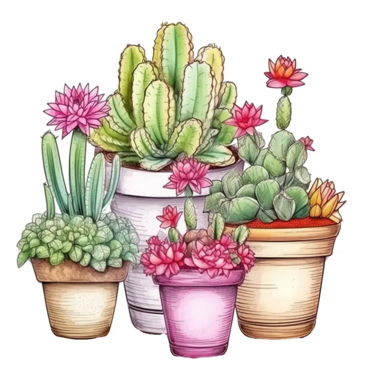 Potted Succulents and Cacti Collection