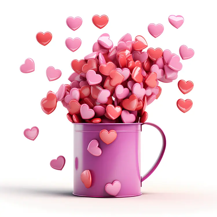 Mug filled with hearts