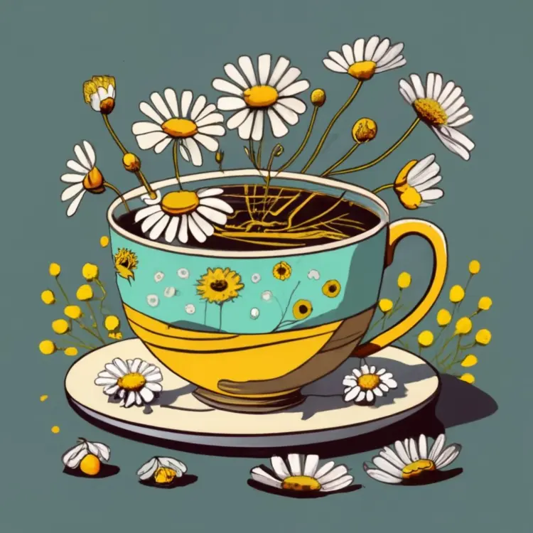 Charming Tea Cup with Chamomile Flowers