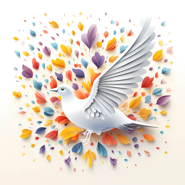 White Dove with Colorful Background
