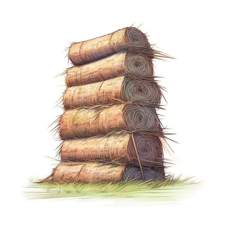 Stack of Hay Bales in a Farm Setting