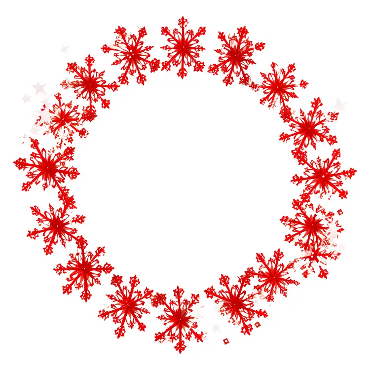 Red Snowflake Wreath with Winter Snowflakes
