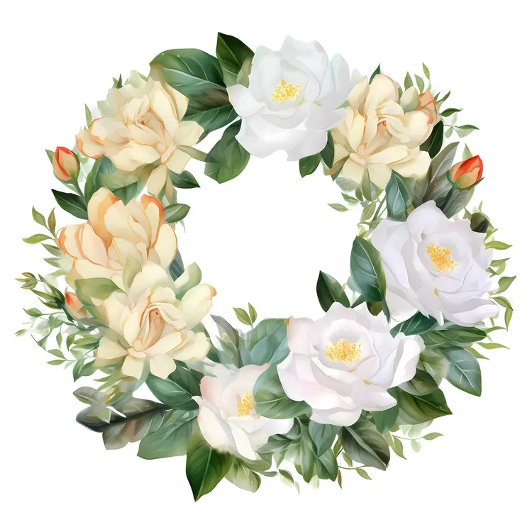Elegant White and Peach Floral Wreath
