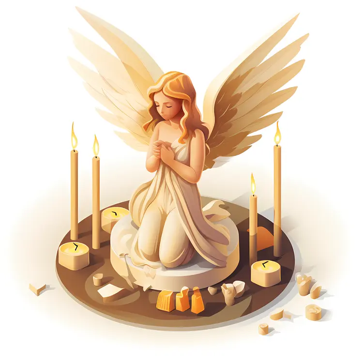 Kneeling Angel Statue with Candlelight