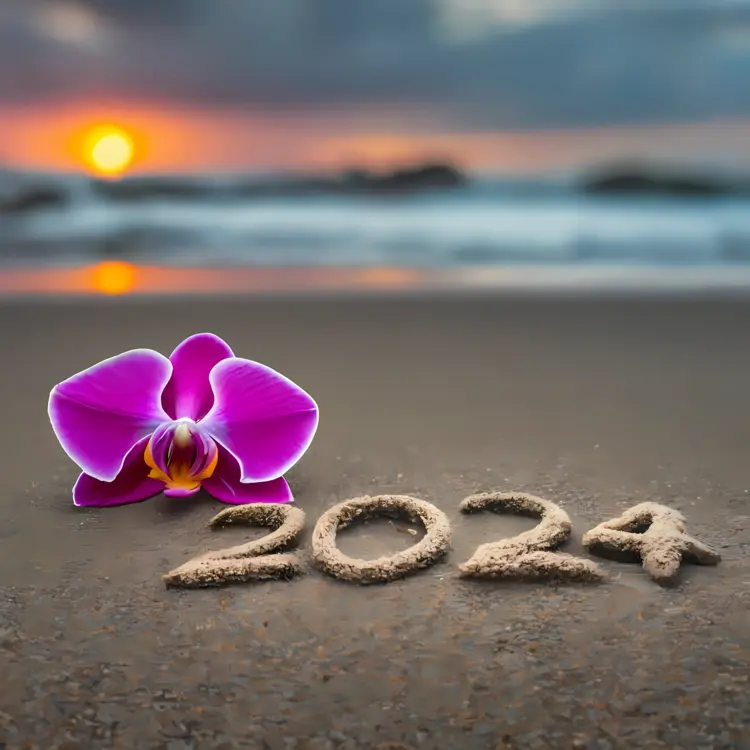 2024 on Beach with Sunset