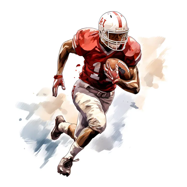 Football Player in Red Uniform