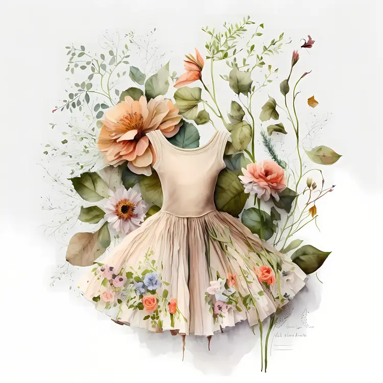 Elegant Floral Dress with Garden Background