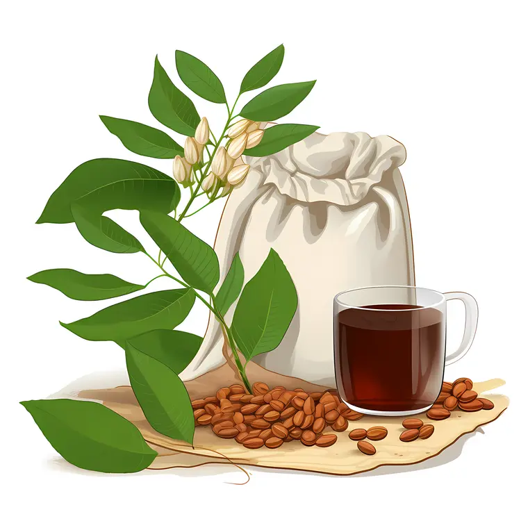 Coffee Beans and Cup Illustration