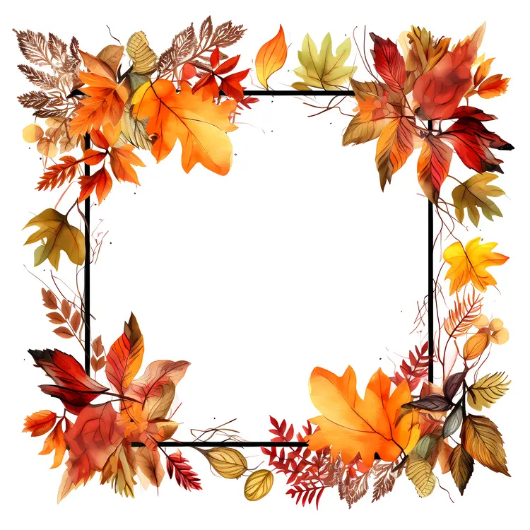 Decorative Frame with Autumn Leaves