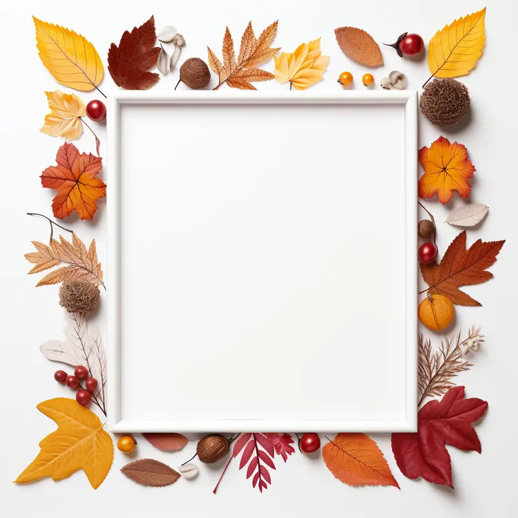 Decorative Frame with Autumn Leaves