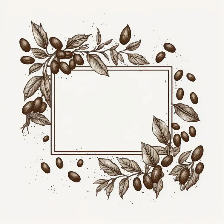Botanical Coffee Beans Frame Illustration
