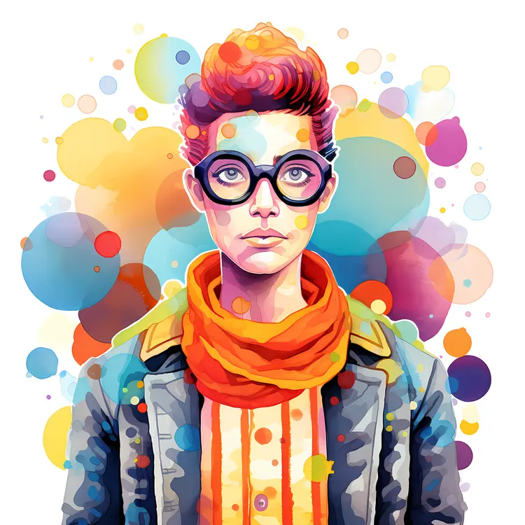Artistic Portrait of a Person with Glasses and Scarf