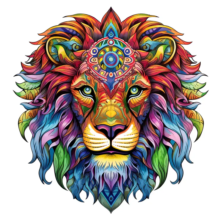 Colorful Lion Art Illustration