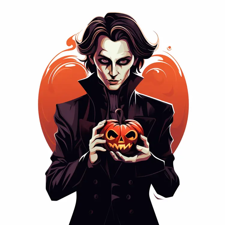 Vampire with Pumpkin for Halloween