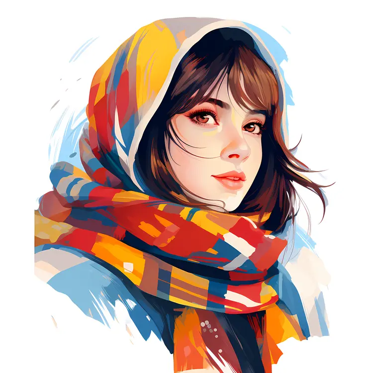 Woman in Colorful Headscarf