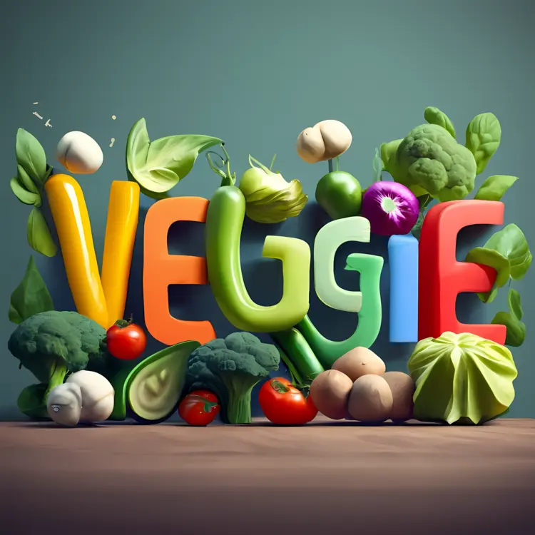 Colorful Veggie Text with Vegetables