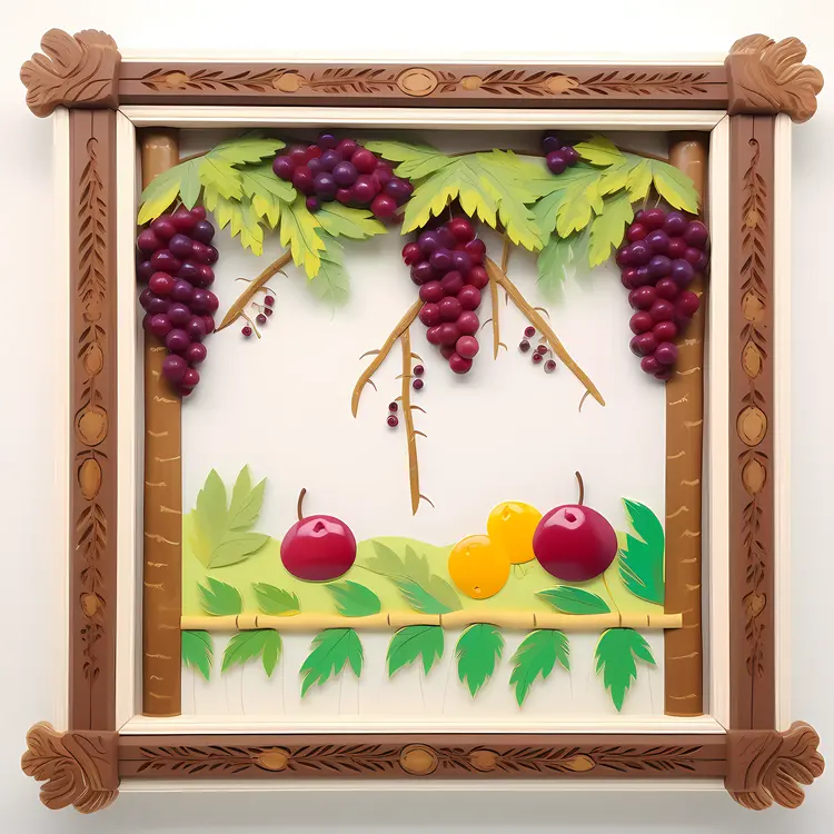 Wooden Frame with Colorful Fruit Art