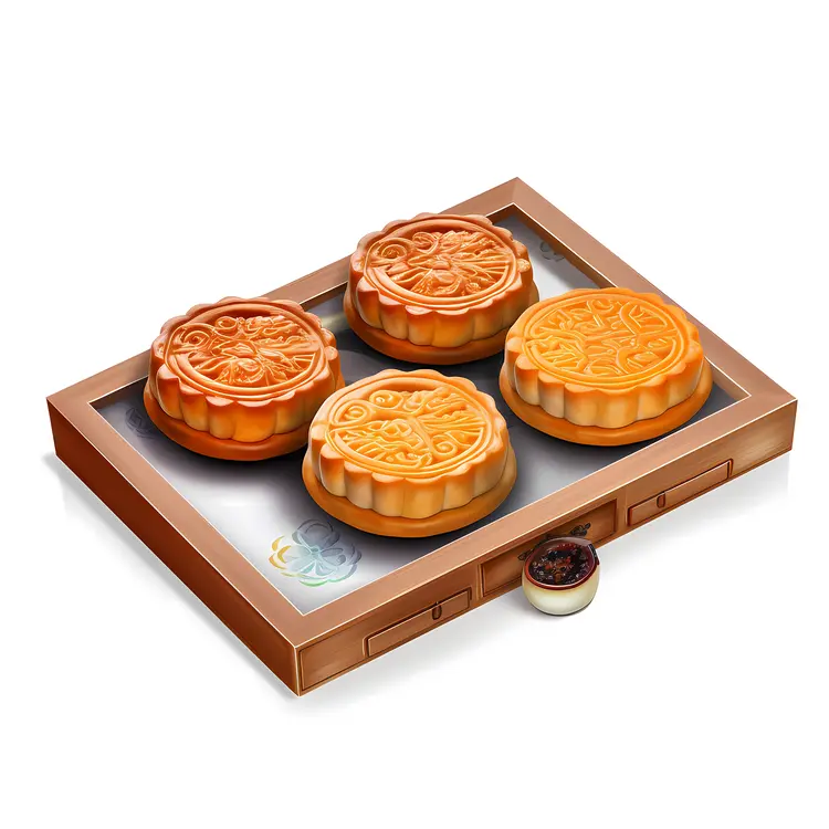 Mooncakes on a Serving Tray