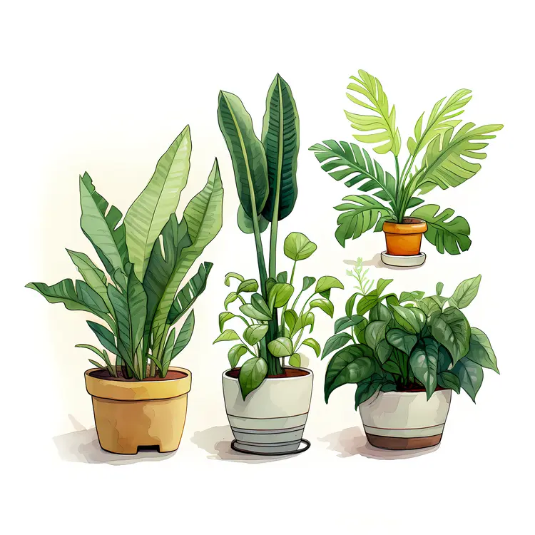 Four Potted Plants