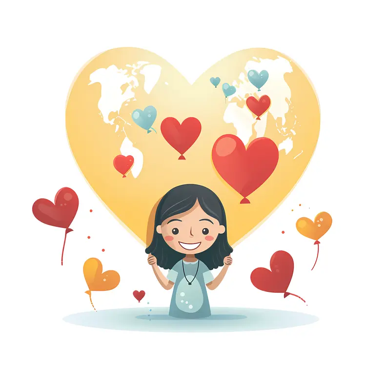 Girl Holding a Heart-Shaped Globe