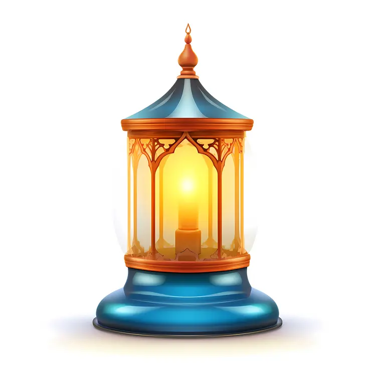 Golden and Blue Lantern with Candle