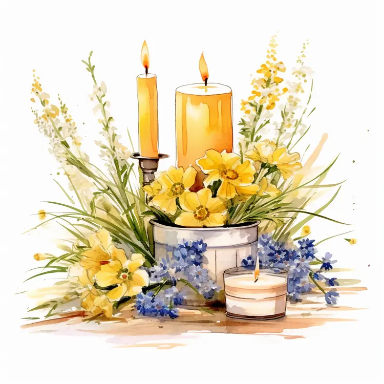Beautiful Candle Arrangement with Flowers