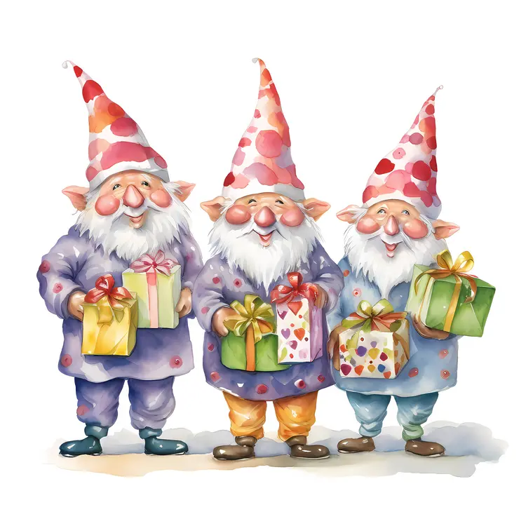 Gnomes with Colorful Presents