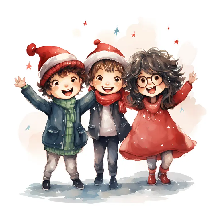 Children in Winter Clothes Having Fun