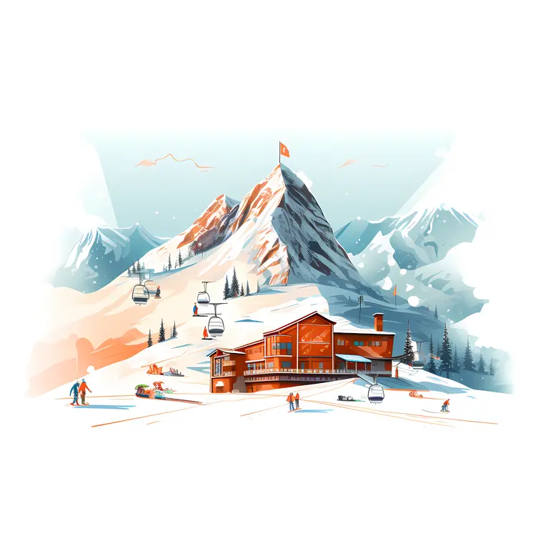 Mountain Ski Resort with Cable Cars