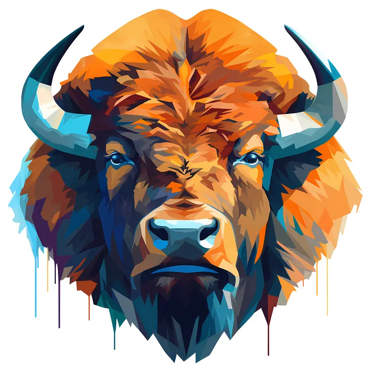 Colorful Geometric Bison Portrait